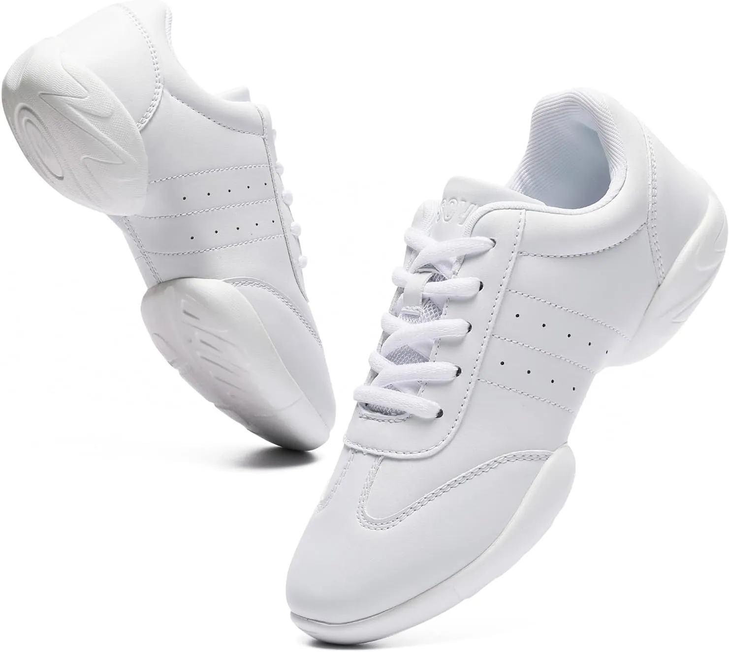 Girls Cheer Shoes White Youth Cheerleading Shoes Dance Athletic Training Breathable Dancing Lightweight Competition Comfortable Sport Sneakers