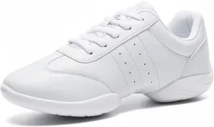Girls Cheer Shoes White Youth Cheerleading Shoes Dance Athletic Training Breathable Dancing Lightweight Competition Comfortable Sport Sneakers