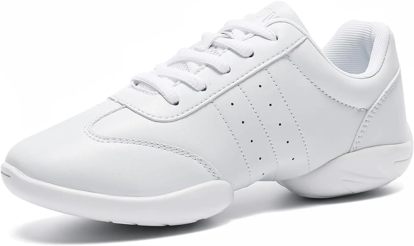 Girls Cheer Shoes White Youth Cheerleading Shoes Dance Athletic Training Breathable Dancing Lightweight Competition Comfortable Sport Sneakers