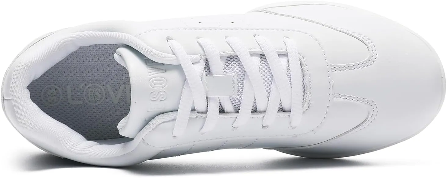 Girls Cheer Shoes White Youth Cheerleading Shoes Dance Athletic Training Breathable Dancing Lightweight Competition Comfortable Sport Sneakers