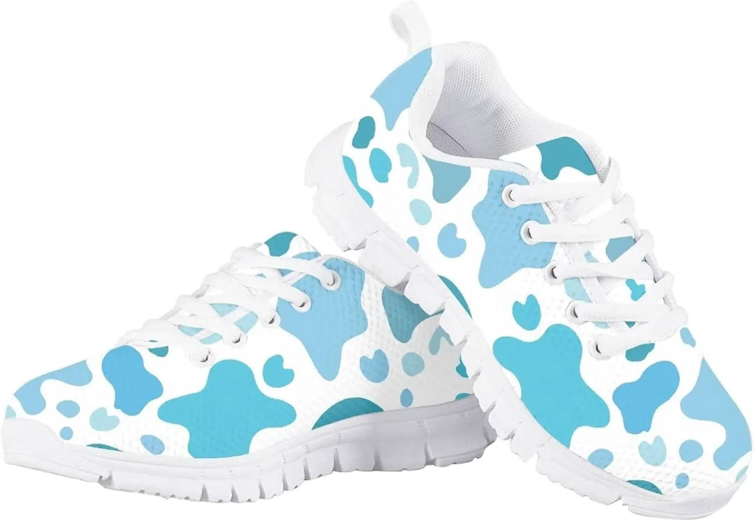 Girls Cute Tennis Shoes Cow Sunflower Leopard Print Casual Kids Sneakrs Lightweight Lace Up Soft School Athletic Running Shoes