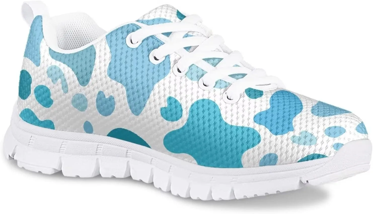 Girls Cute Tennis Shoes Cow Sunflower Leopard Print Casual Kids Sneakrs Lightweight Lace Up Soft School Athletic Running Shoes