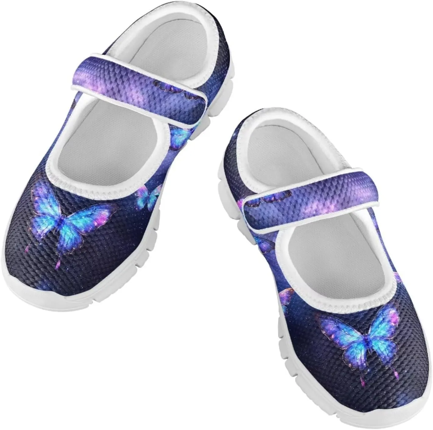 Girls Single Buckle Sneaker,Mary Jane Flats Shoes for Kids,Lightweight Walking Sneaker with White Sole Size 11-15