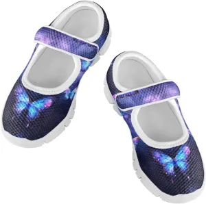 Girls Single Buckle Sneaker,Mary Jane Flats Shoes for Kids,Lightweight Walking Sneaker with White Sole Size 11-15