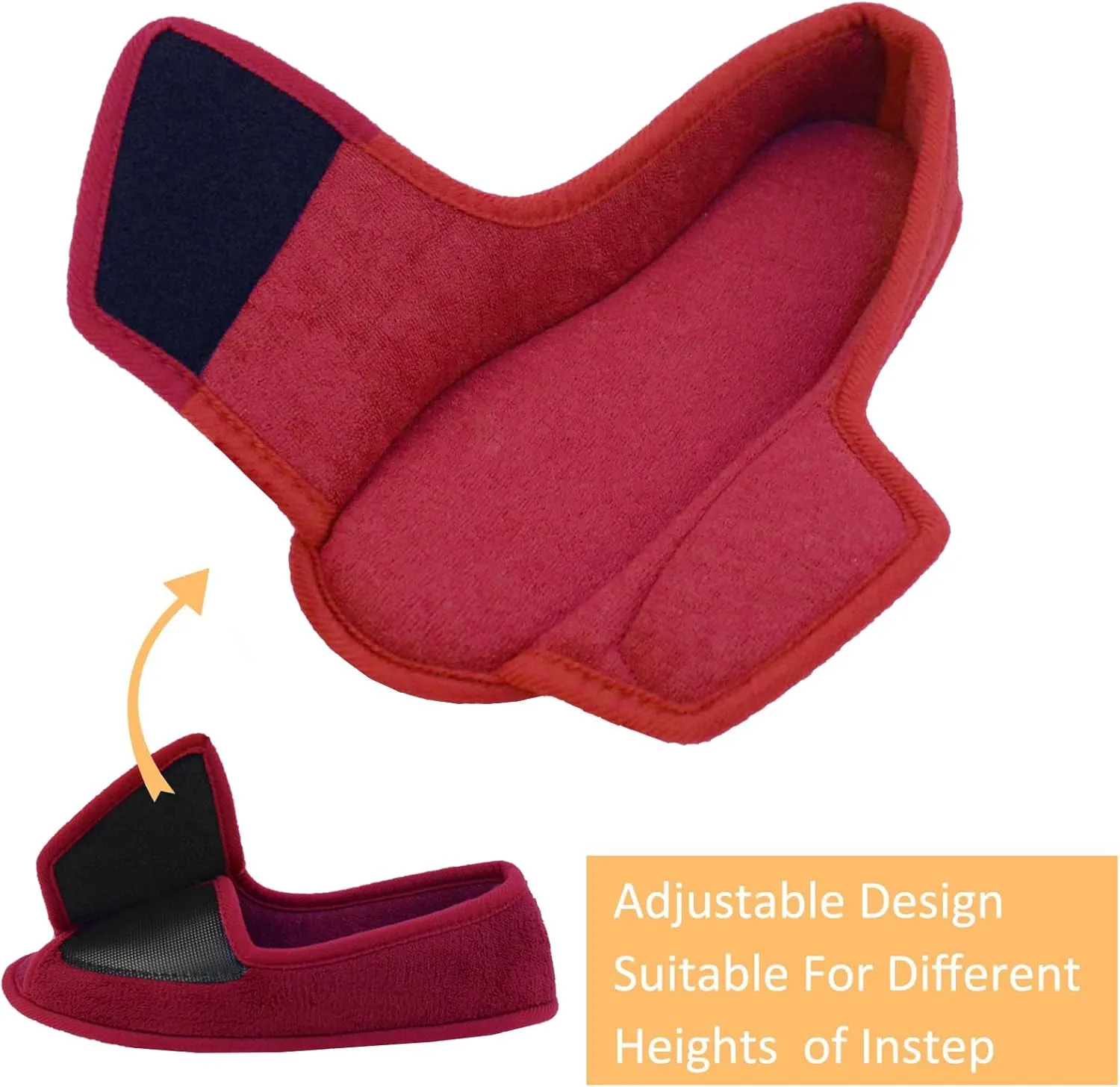 Git-up Diabetic Slippers for Women Memory Foam Arthritis Edema Adjustable Open Toe Swollen Feet Slippers Bedroom House Indoor Outdoor Shoes with Rubber Sole