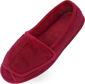 Git-up Diabetic Slippers for Women Memory Foam Arthritis Edema Adjustable Open Toe Swollen Feet Slippers Bedroom House Indoor Outdoor Shoes with Rubber Sole