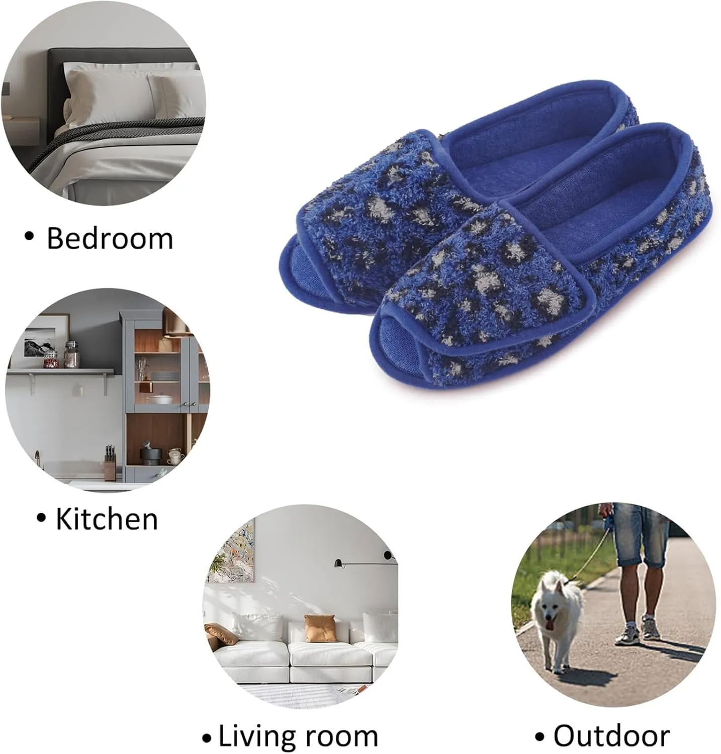 Git-up Diabetic Slippers for Women Memory Foam Arthritis Edema Adjustable Open Toe Swollen Feet Slippers Bedroom House Indoor Outdoor Shoes with Rubber Sole