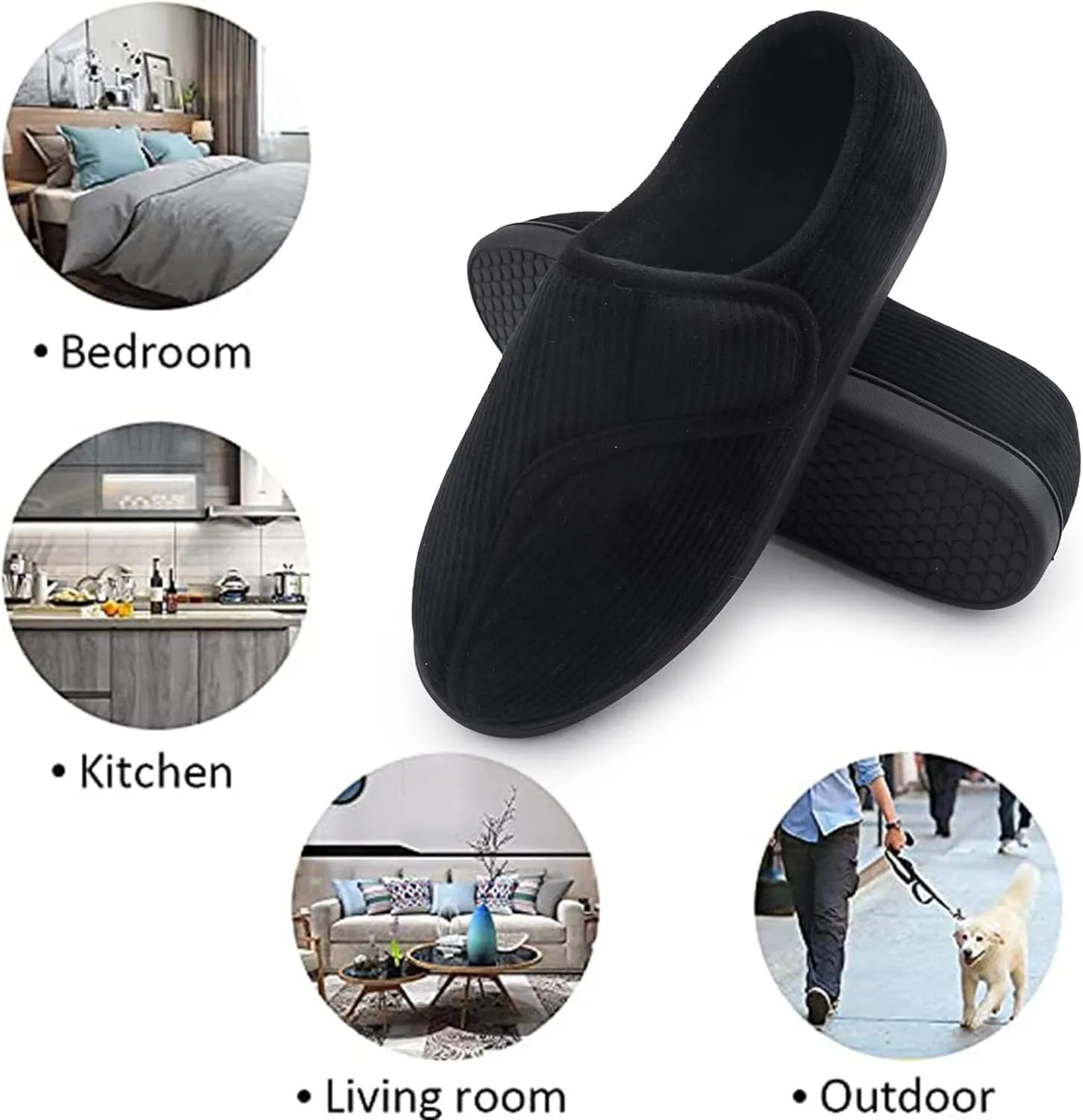 Git-up Diabetic Slippers Shoes for Men Arthritis Edema Adjustable Closure Toe Swollen Feet Slippers Memory Foam Comfy Bedroom House Indoor Outdoor Shoes…