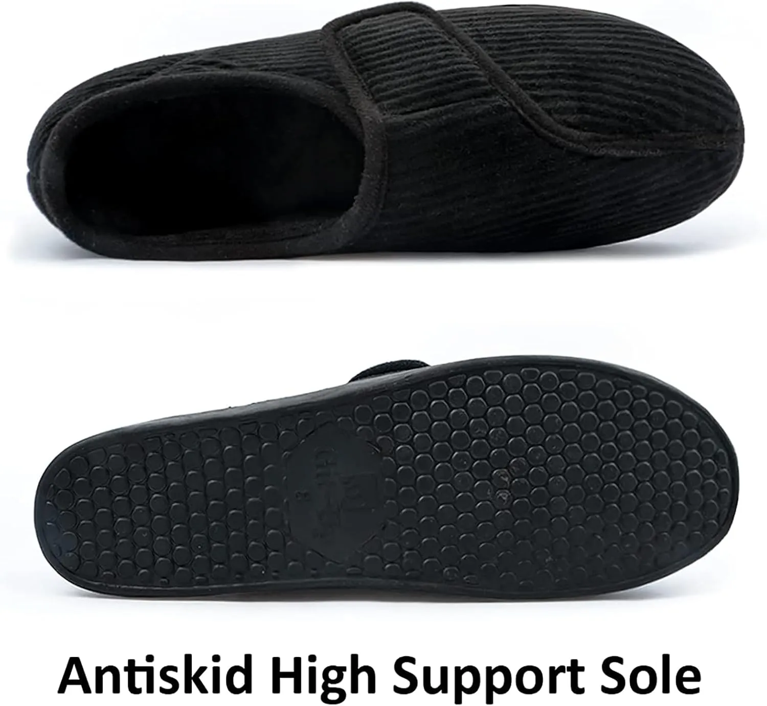 Git-up Diabetic Slippers Shoes for Men Arthritis Edema Adjustable Closure Toe Swollen Feet Slippers Memory Foam Comfy Bedroom House Indoor Outdoor Shoes…