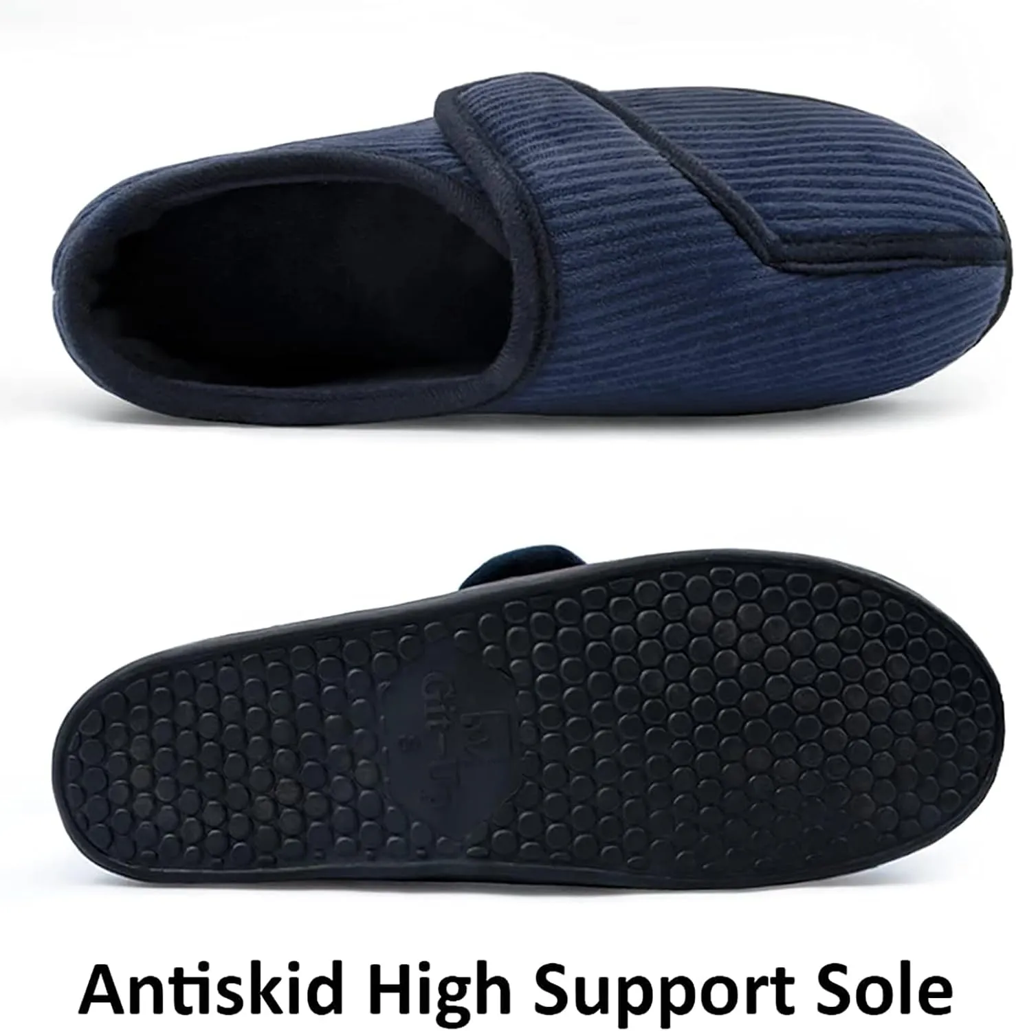 Git-up Diabetic Slippers Shoes for Men Arthritis Edema Adjustable Closure Toe Swollen Feet Slippers Memory Foam Comfy Bedroom House Indoor Outdoor Shoes…