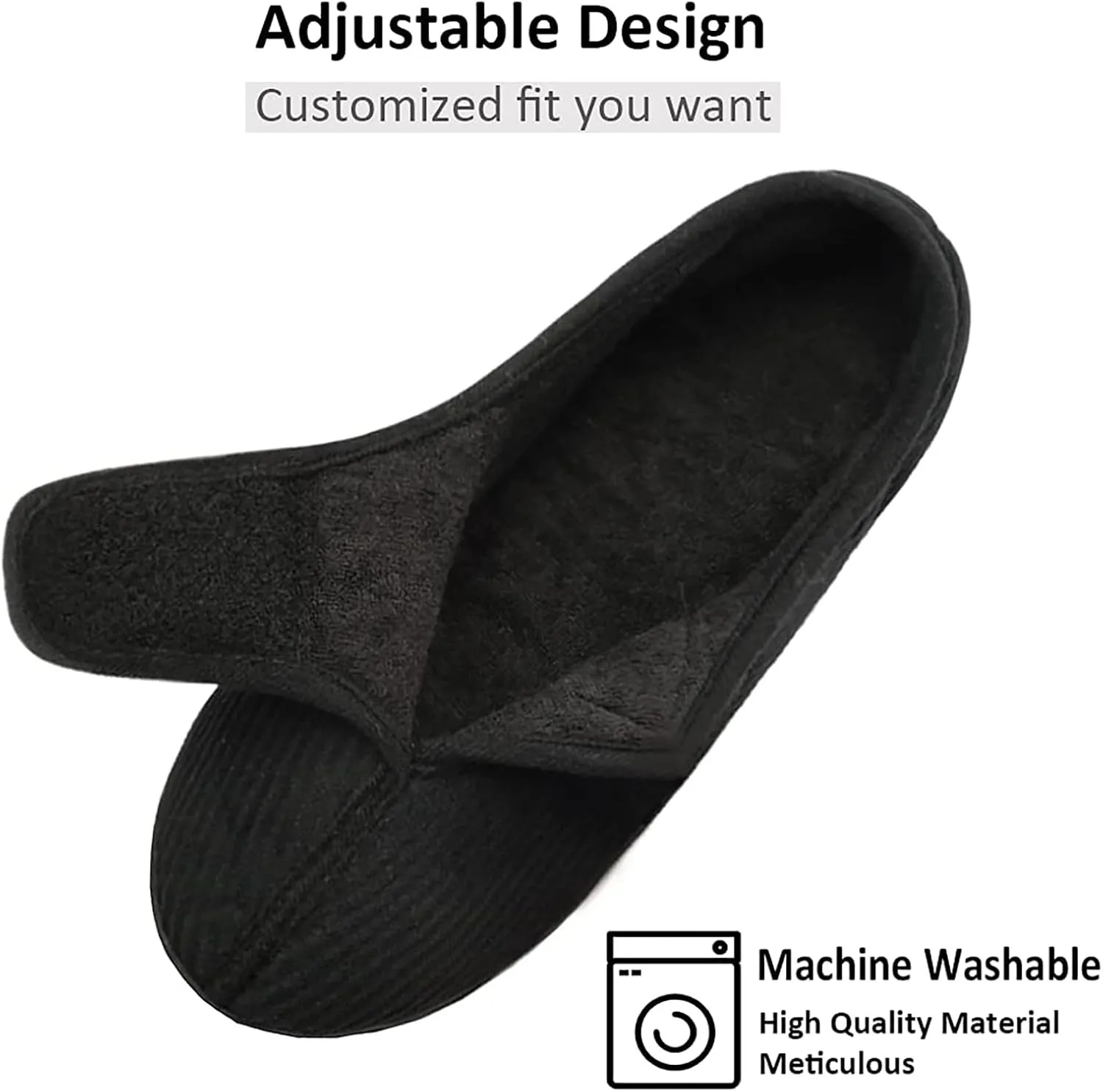 Git-up Diabetic Slippers Shoes for Men Arthritis Edema Adjustable Closure Toe Swollen Feet Slippers Memory Foam Comfy Bedroom House Indoor Outdoor Shoes…