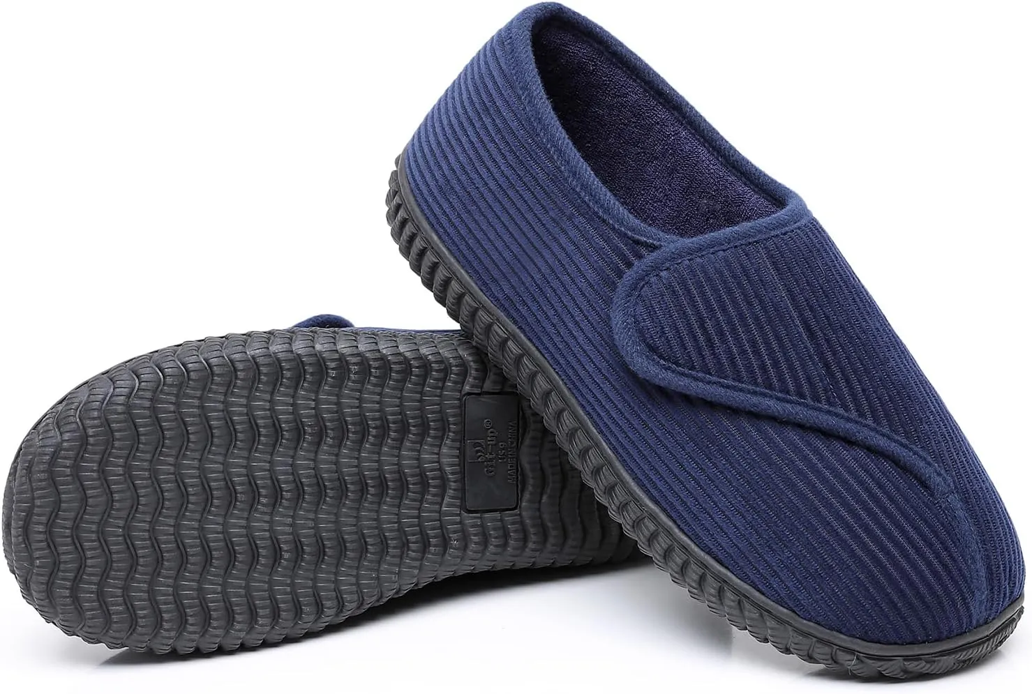 Git-up Men Memory Foam Diabetic Slippers Adjustable Arthritis Edema Swollen Feet Wide House Shoes Comfy Soft Non-Slip Plus Size Indoor Outdoor Slipper