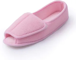 Git-up Women Diabetic Slippers/W Arthritis Edema Adjustable Closure Memory Foam House Shoes Open Toe Extra Wide