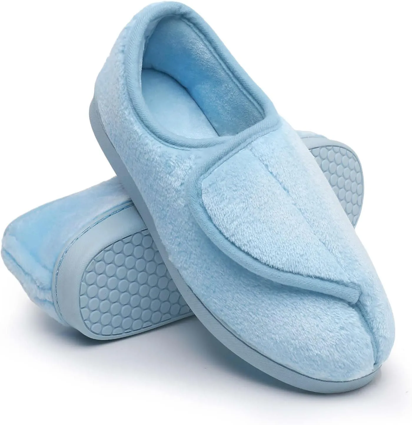 Git-up Women Memory Foam Diabetic Slippers Arthritis Edema Adjustable Closed Toe Swollen Feet Slippers Comfortable House Indoor Outdoor Shoes with Rubber Sole