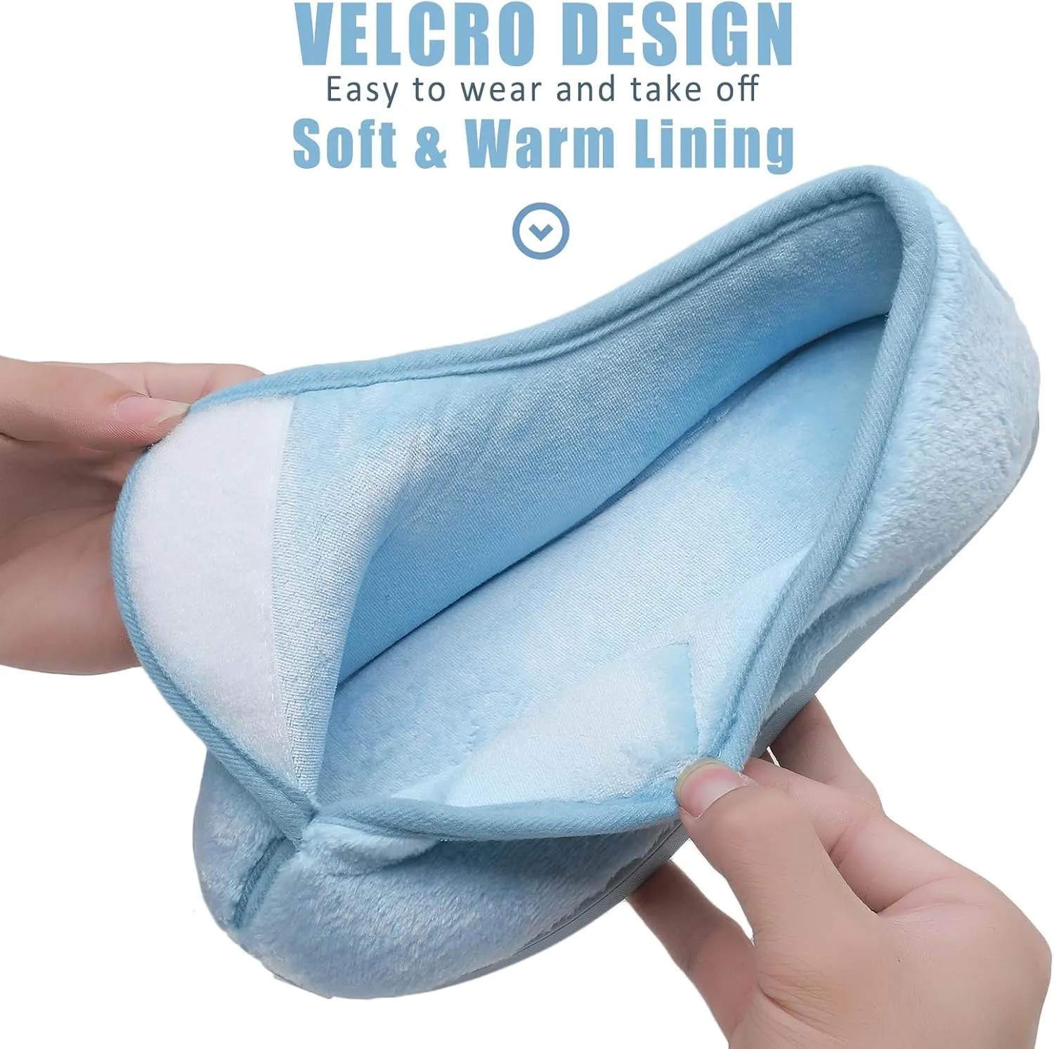 Git-up Women Memory Foam Diabetic Slippers Arthritis Edema Adjustable Closed Toe Swollen Feet Slippers Comfortable House Indoor Outdoor Shoes with Rubber Sole