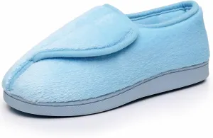 Git-up Women Memory Foam Diabetic Slippers Arthritis Edema Adjustable Closed Toe Swollen Feet Slippers Comfortable House Indoor Outdoor Shoes with Rubber Sole