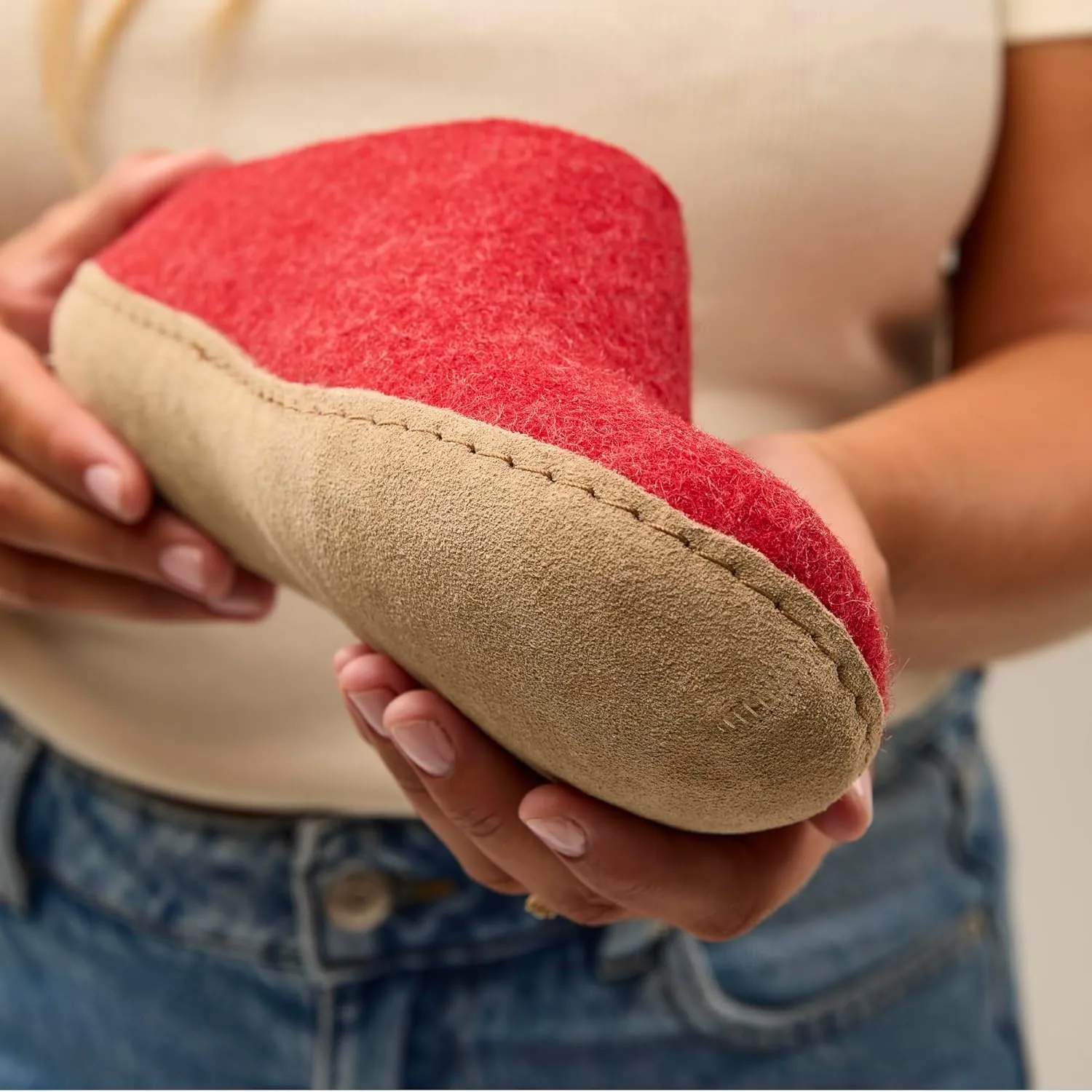 Glerups 100% Gotland Sheep Wool Slipper with leather sole - Unisex Slip-on