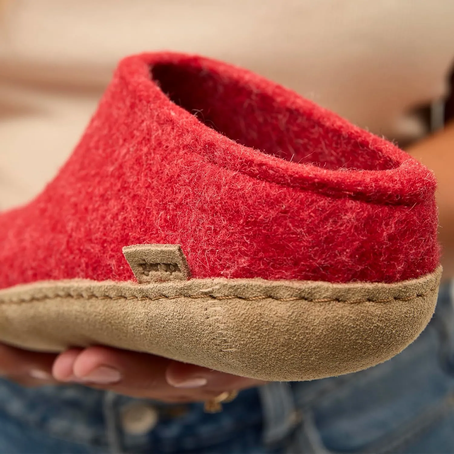 Glerups 100% Gotland Sheep Wool Slipper with leather sole - Unisex Slip-on