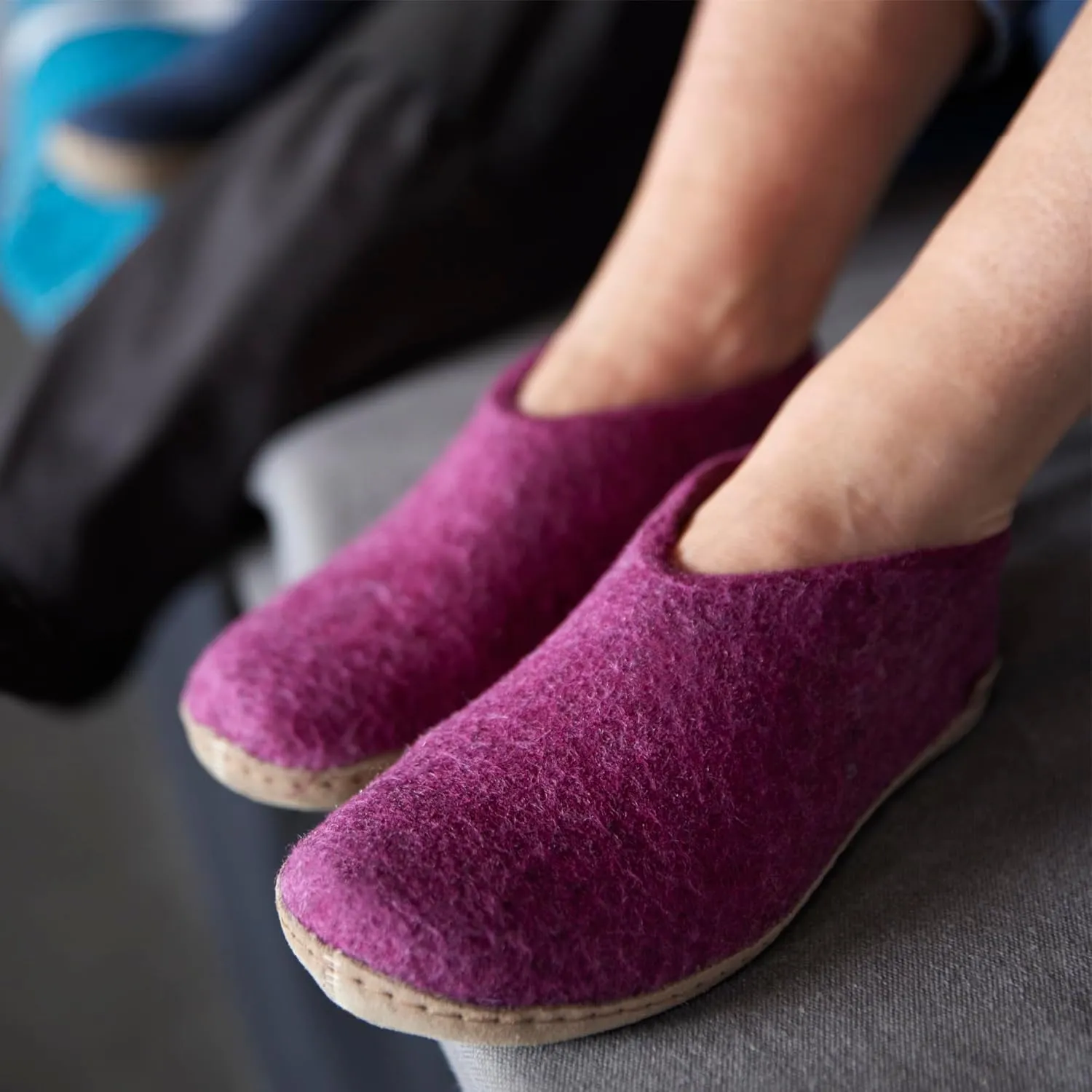 Glerups 100% Gotland Sheep Wool Slipper with leather sole - Unisex Slip-on