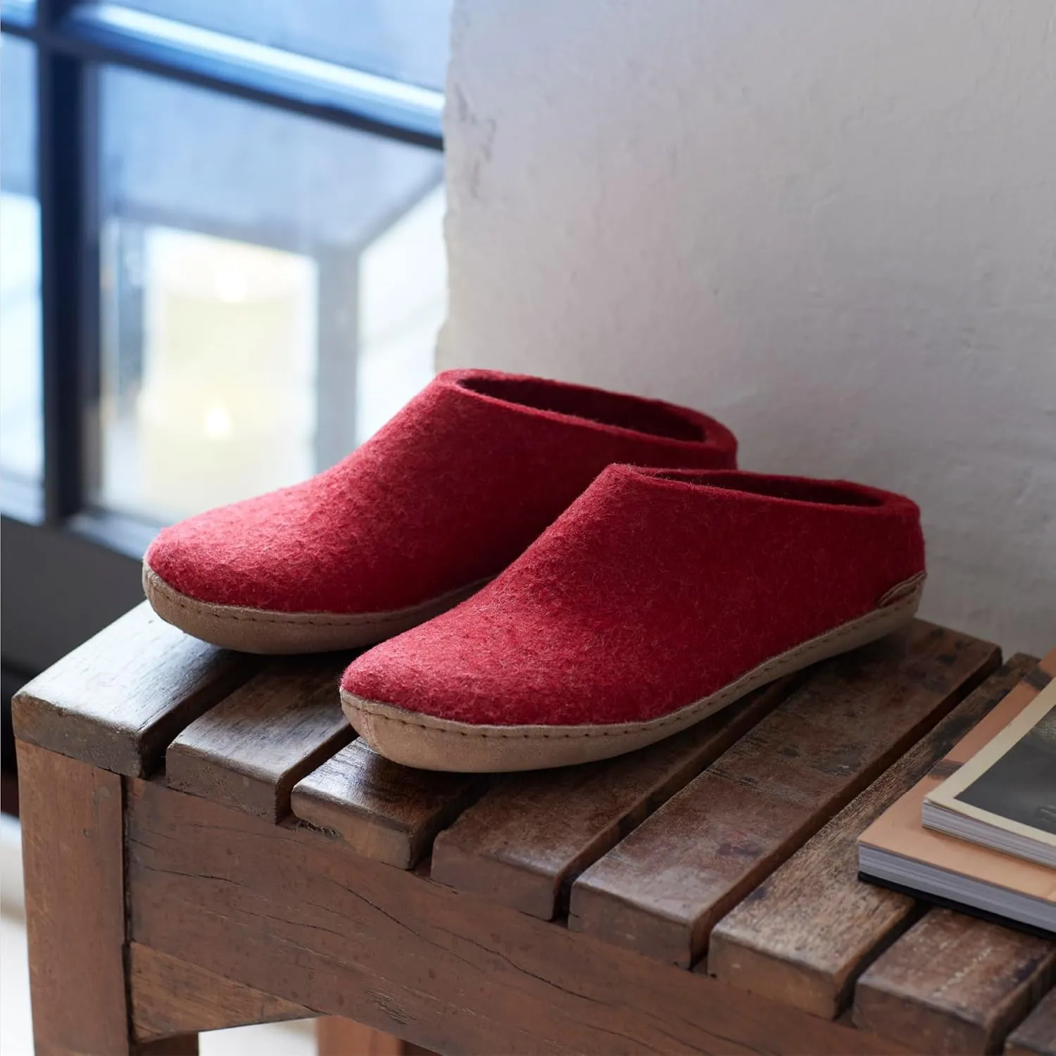 Glerups 100% Gotland Sheep Wool Slipper with leather sole - Unisex Slip-on