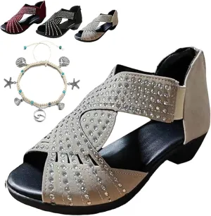 GlowStep Orthopedic Low Heel Cut-Out Sandals,Glowsteps Orthopedic Low Heel Cut-Out Sandals,Arch Support, Non-Slip Shoes