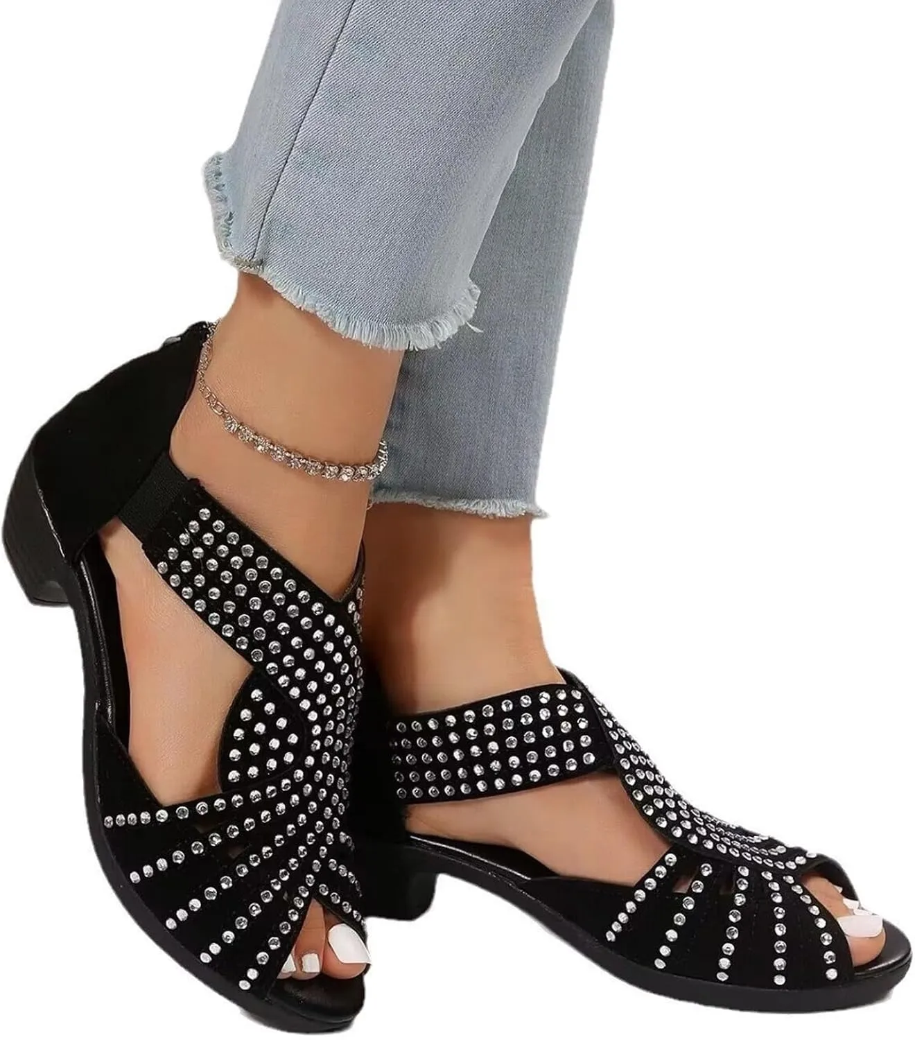 GlowStep Orthopedic Low Heel Cut-Out Sandals,Glowsteps Orthopedic Low Heel Cut-Out Sandals,Arch Support, Non-Slip Shoes