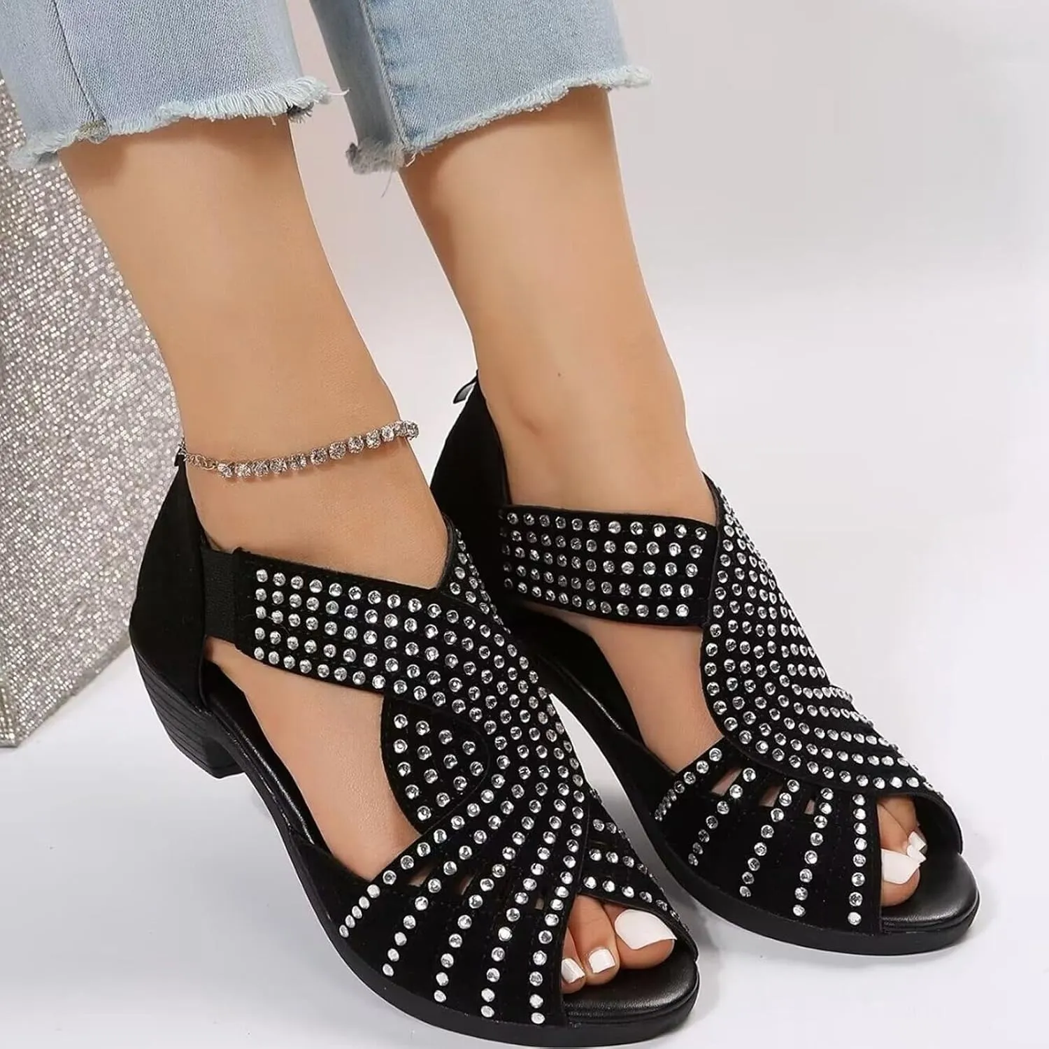GlowStep Orthopedic Low Heel Cut-Out Sandals,Glowsteps Orthopedic Low Heel Cut-Out Sandals,Arch Support, Non-Slip Shoes