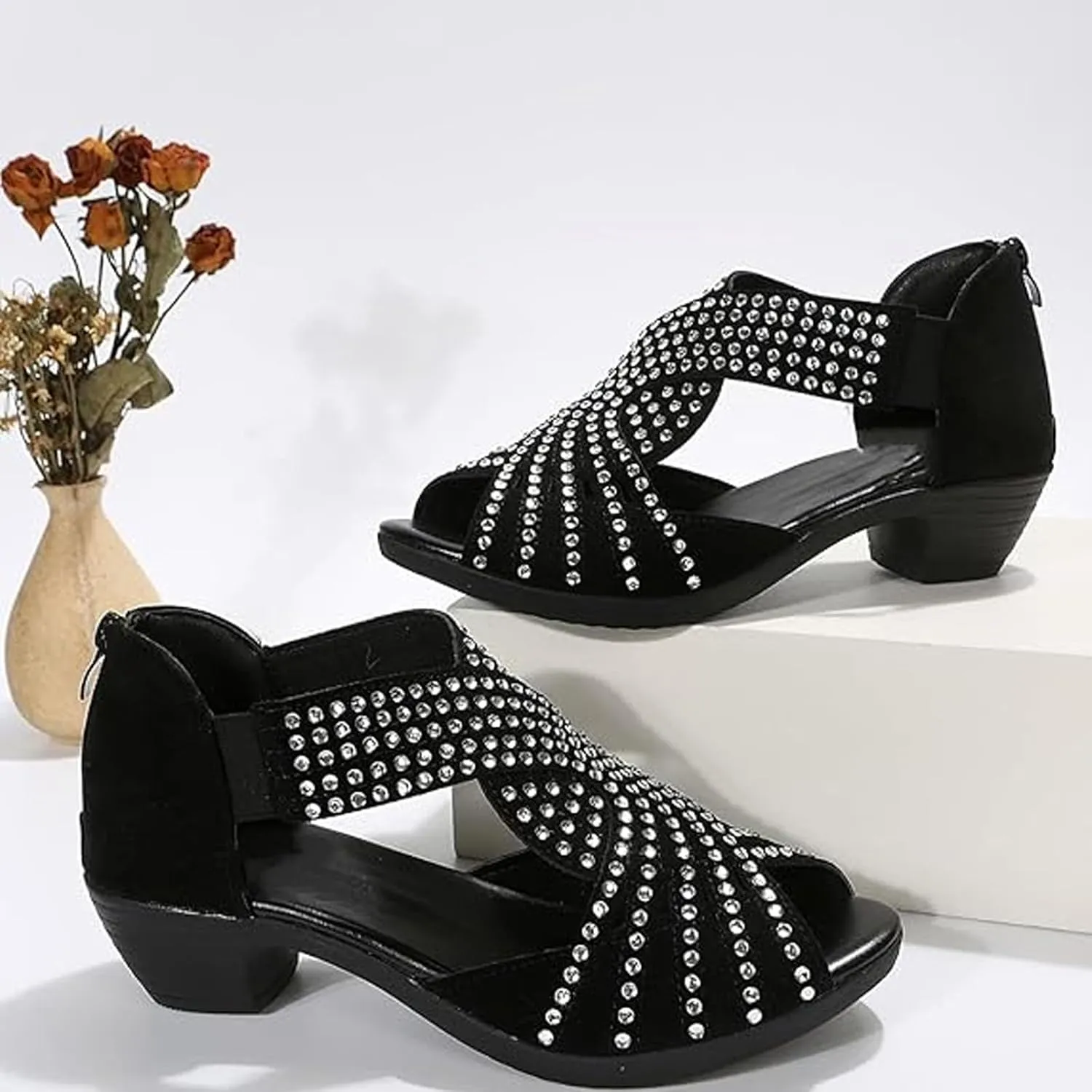 GlowStep Orthopedic Low Heel Cut-Out Sandals,Glowsteps Orthopedic Low Heel Cut-Out Sandals,Arch Support, Non-Slip Shoes