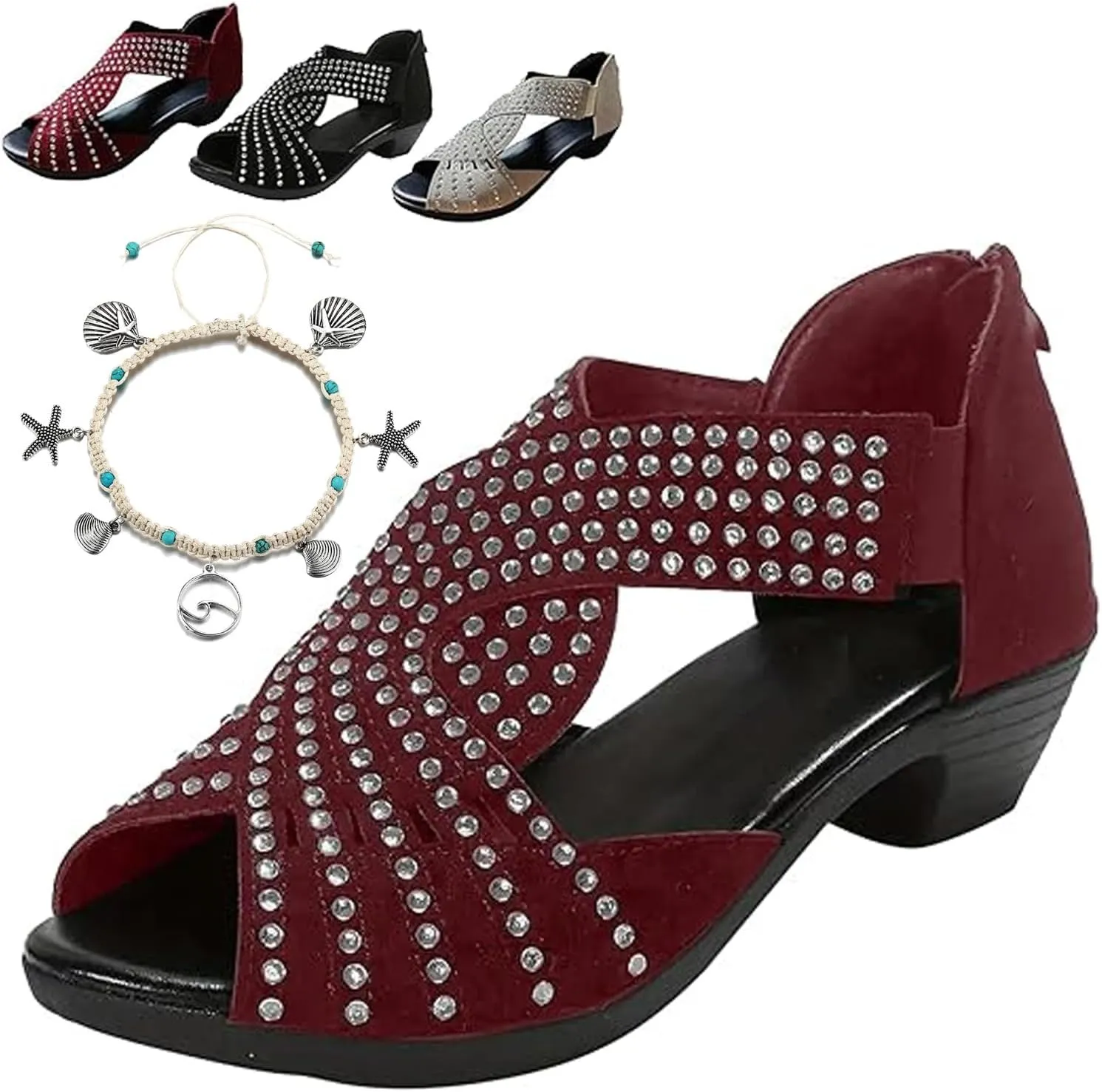 GlowStep Orthopedic Low Heel Cut-Out Sandals,Glowsteps Orthopedic Low Heel Cut-Out Sandals,Arch Support, Non-Slip Shoes