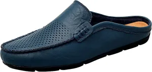 Go Tour Mens Mules Clog Slippers Breathable Punching Leather Slip on Shoes Casual Loafers