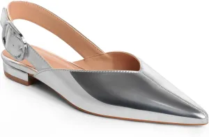 Gold Slingback Flat Shoes for Women Casual Comfortable Shoes Pointed Toe Adjustable Buckle Flat Mule Sandals
