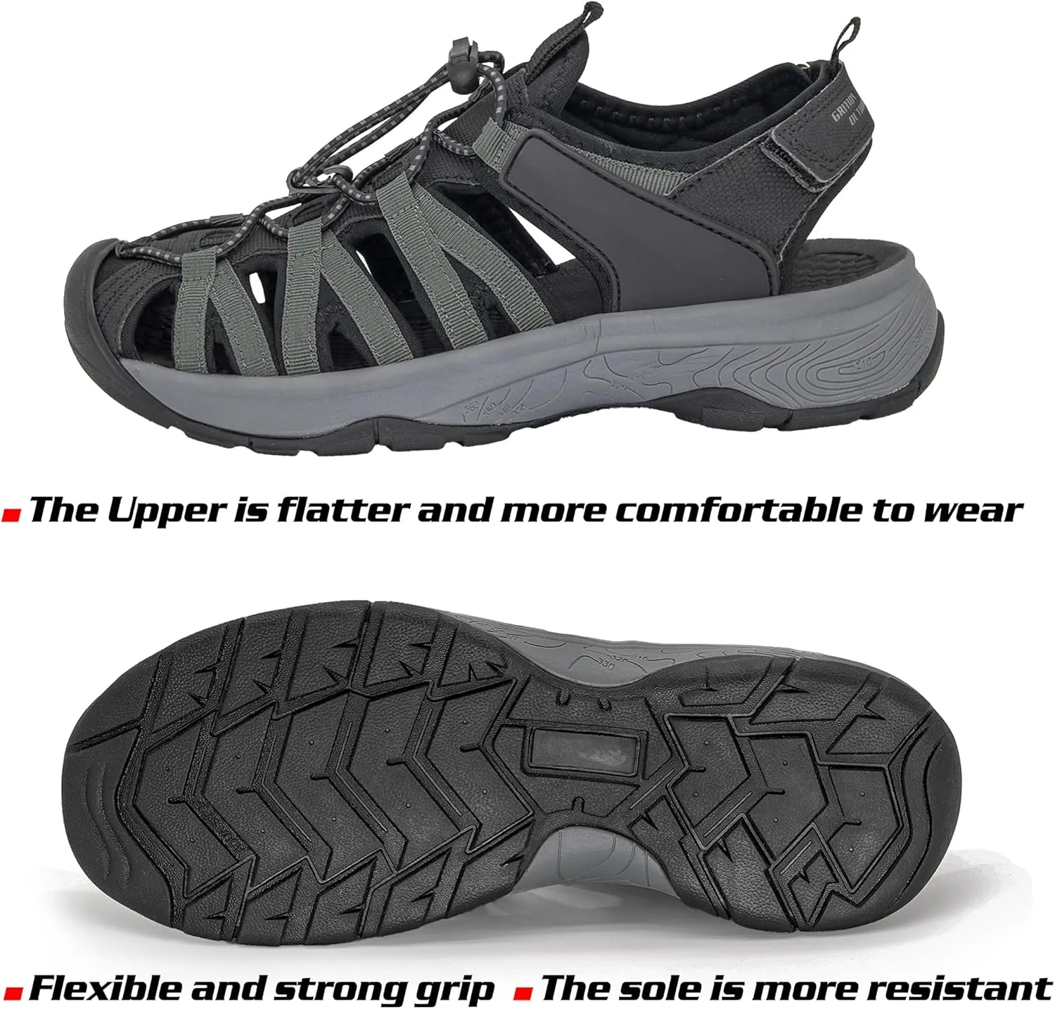 GRITION Hiking Sandals Women Closed Toe, Waterproof Lightweight Adjustable Hiking Athletic Sandals, Breathable For Beach Summer Adventure Comfortable Outdoor Sport
