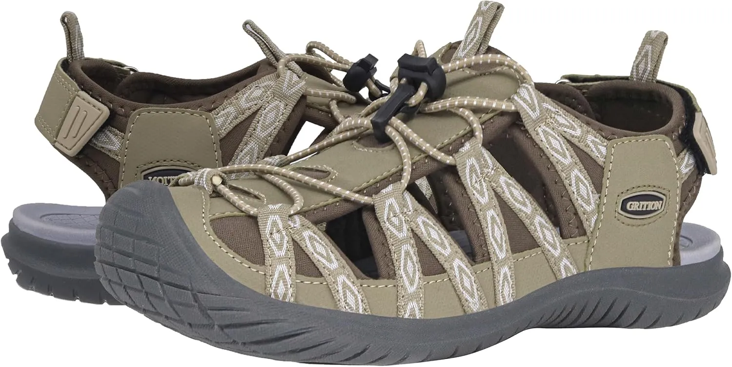 GRITION Hiking Sandals Women Closed Toe, Waterproof Lightweight Adjustable Hiking Athletic Sandals, Breathable For Beach Summer Adventure Comfortable Outdoor Sport