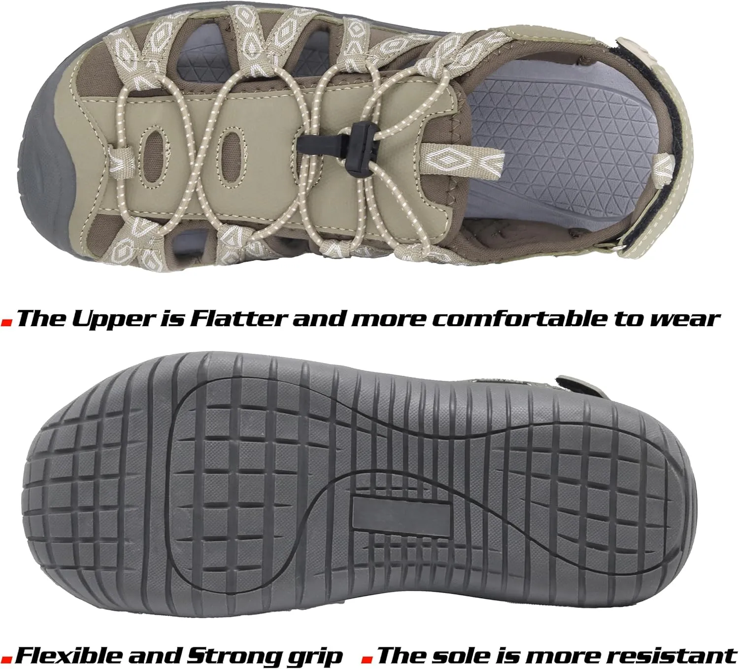 GRITION Hiking Sandals Women Closed Toe, Waterproof Lightweight Adjustable Hiking Athletic Sandals, Breathable For Beach Summer Adventure Comfortable Outdoor Sport