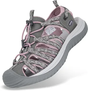 GRITION Hiking Sandals Women Closed Toe, Waterproof Lightweight Adjustable Hiking Athletic Sandals, Breathable For Beach Summer Adventure Comfortable Outdoor Sport