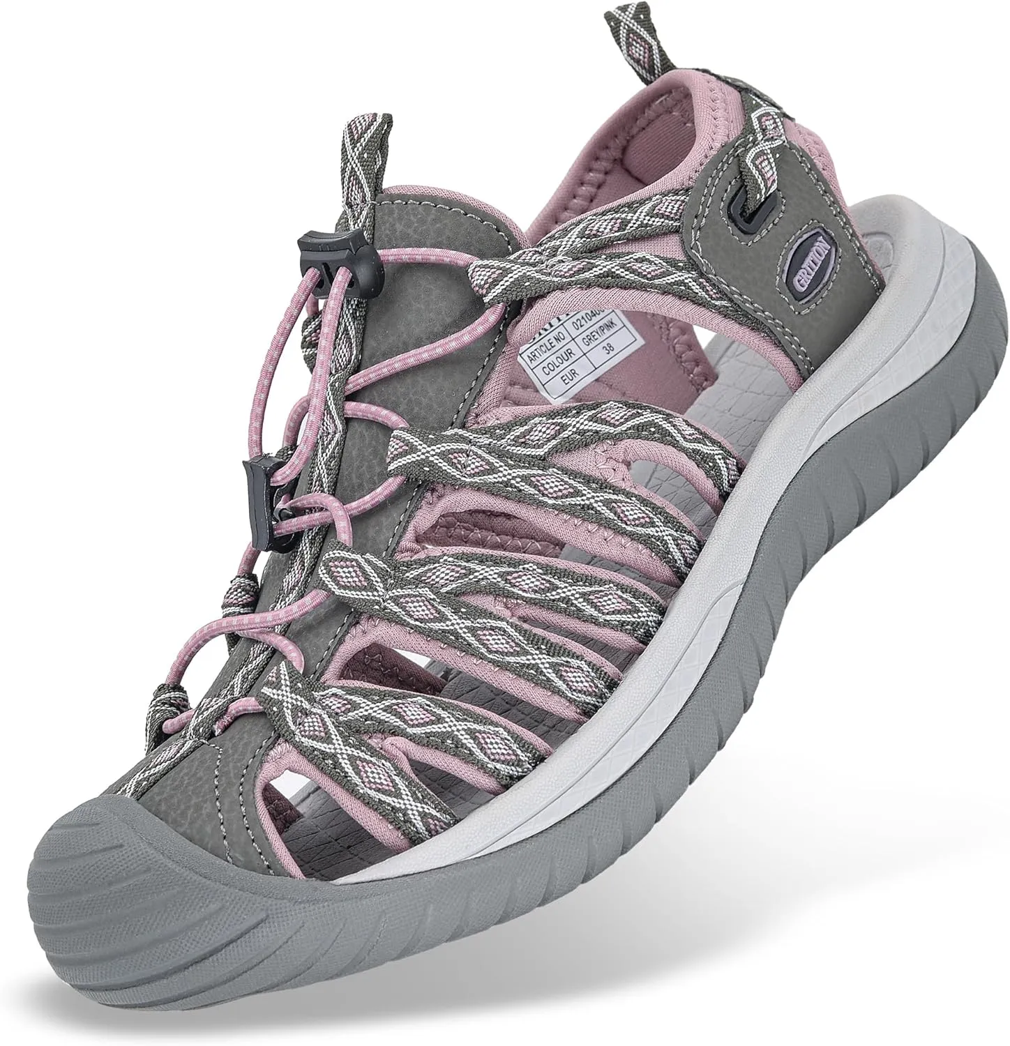 GRITION Hiking Sandals Women Closed Toe, Waterproof Lightweight Adjustable Hiking Athletic Sandals, Breathable For Beach Summer Adventure Comfortable Outdoor Sport