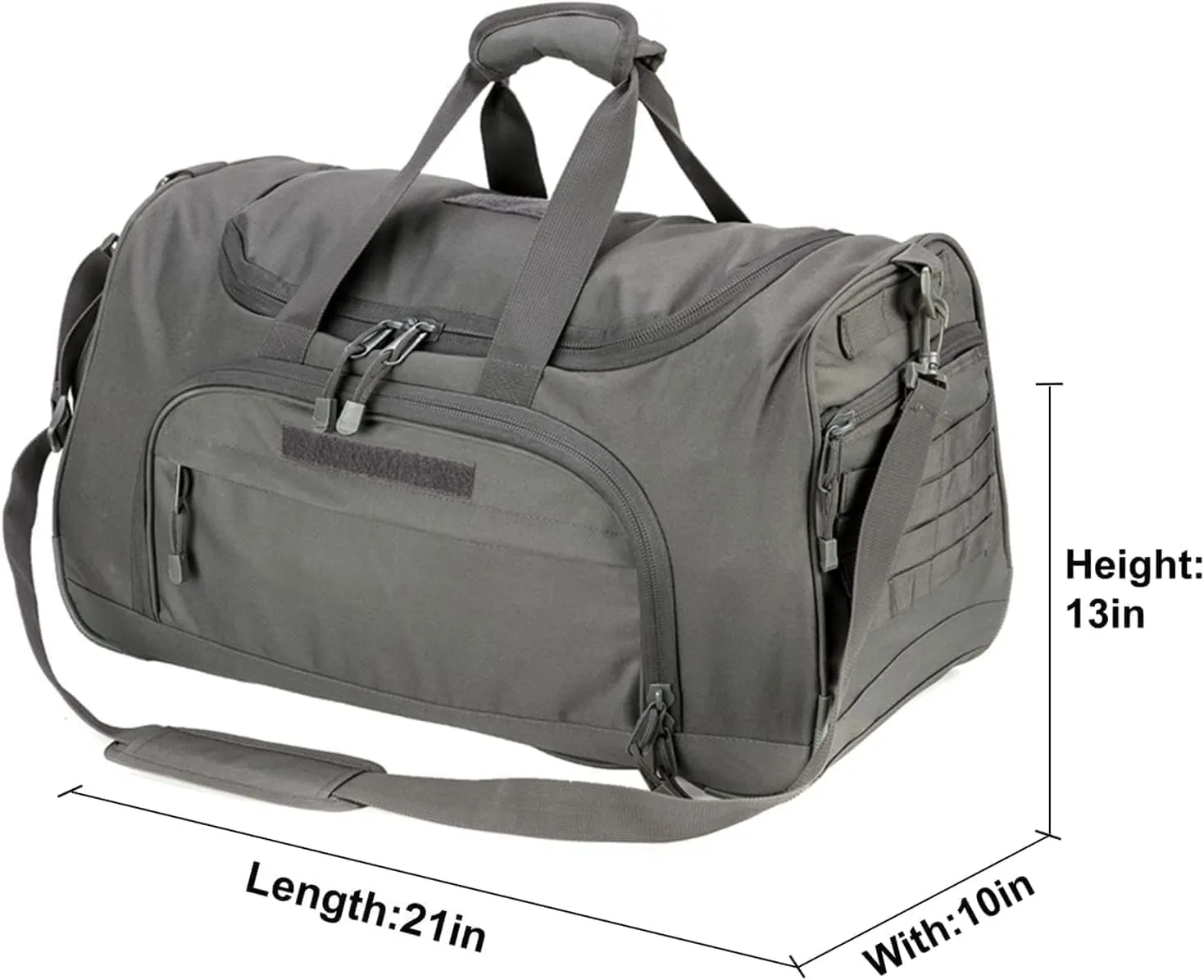 Gym Bag for Women & Men Tactical Duffle Military Weekender Work Out Lightweight Waterproof Sports Tote Shoe Pocket Gray