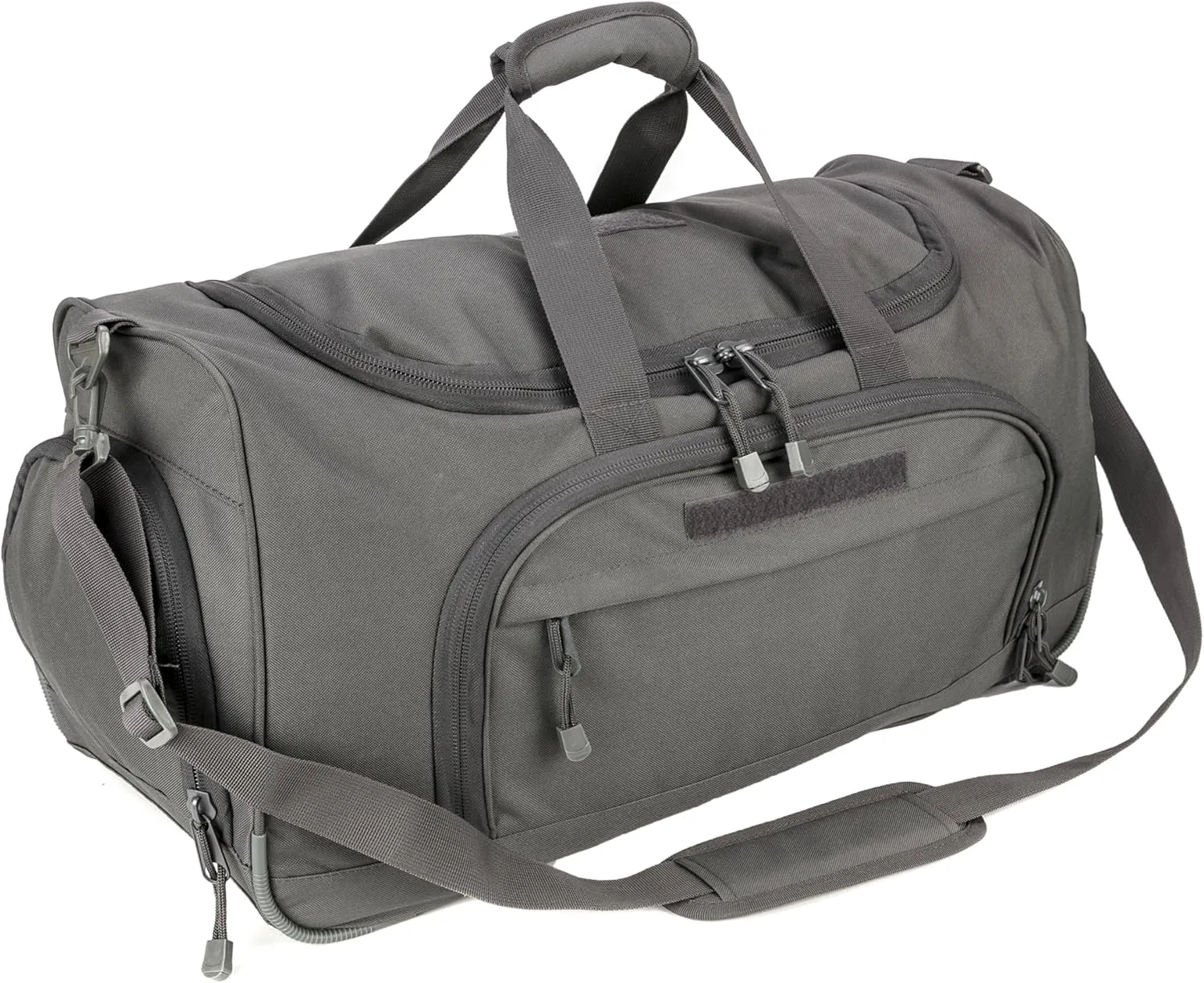 Gym Bag for Women & Men Tactical Duffle Military Weekender Work Out Lightweight Waterproof Sports Tote Shoe Pocket Gray