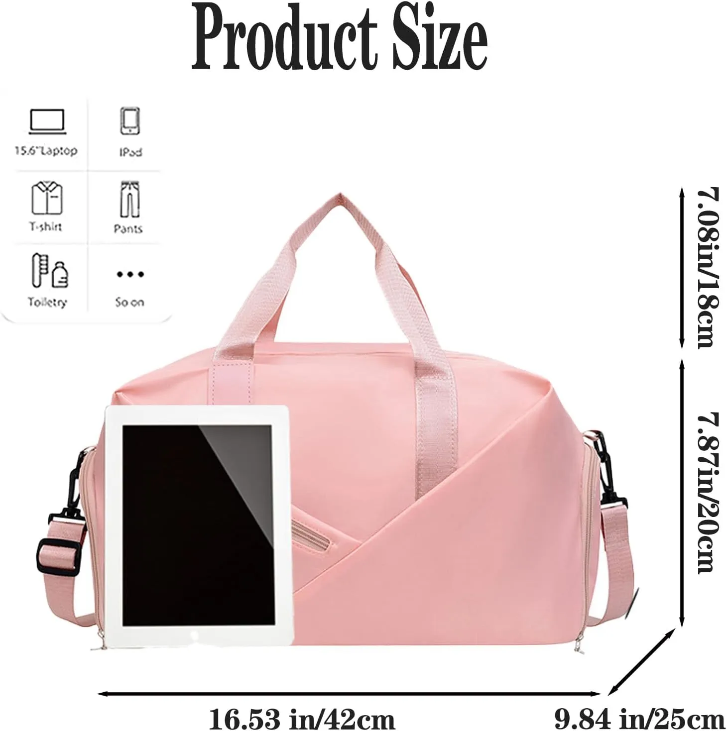 Gym Bag for Women and Men, 30L Travel Duffle Bags with Shoe Compartment & Wet Pocket, Lightweight Weekender Carry On Bag for Sports, Gym, Yoga, Camping Pink