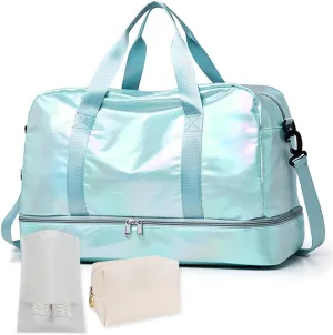 Gym Bag for Women Sports Travel Duffel Bag with Toiletry Bag Weekender Overnight Carry On Bag with Shoes Compartment Wet Pocket for Women Girls Yoga Dance Tote Workout Hospital Swim Bags Green