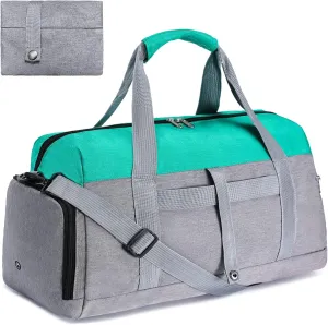 Gym Bags for Women Men with Wet & Shoe Compartment, 40L Foldable Travel Duffle Bag, Lightweight Weekender Overnight Duffel Bag for Traveling Sports Gym(Green)