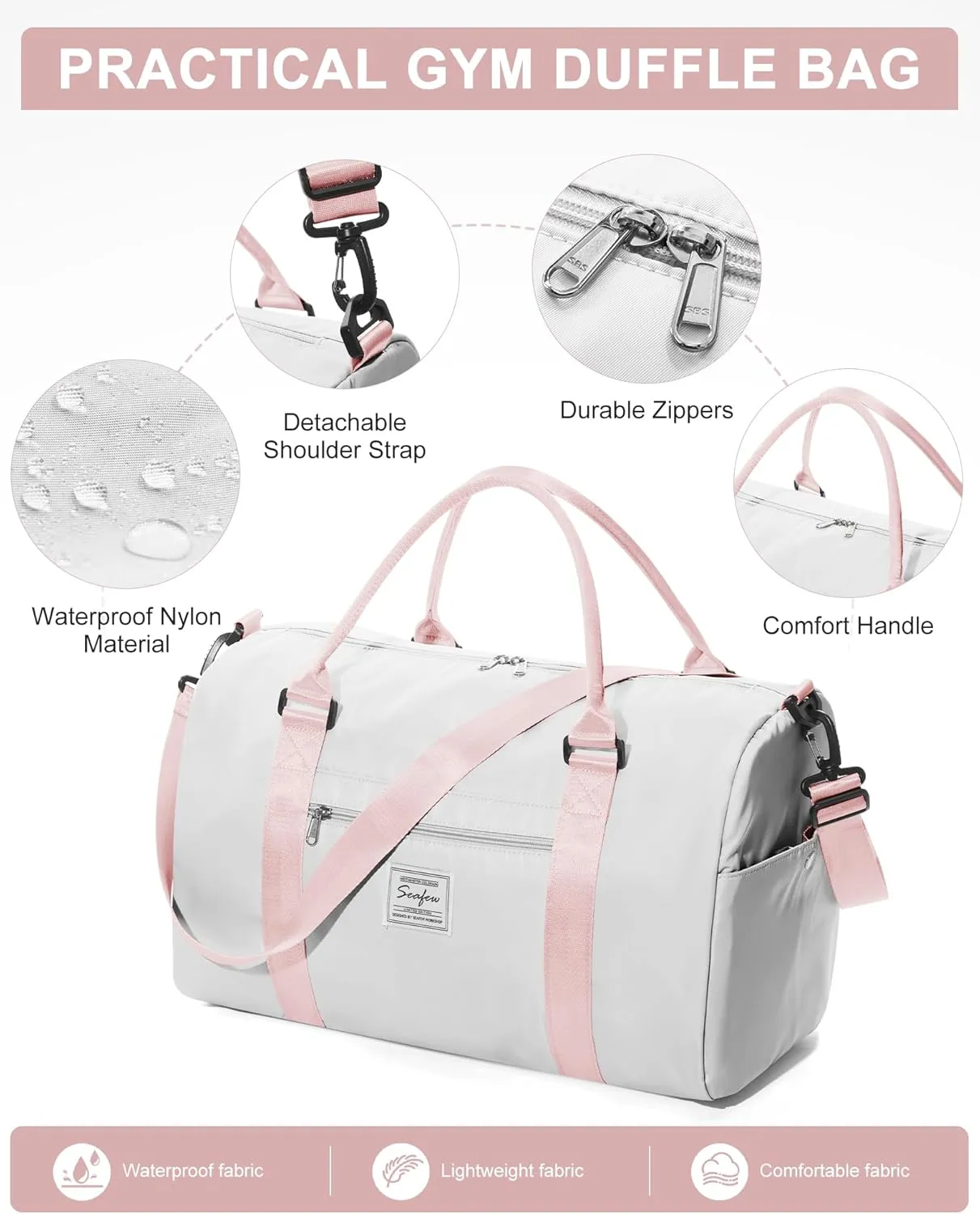 Gym Duffel With Shoes Compartment and Wet Pocket - Travel Bag for Women and Men - Waterproof Weekend Overnight Carry-on With Toiletry Bag for Sport, Plane, Hospital - Tote Holdall