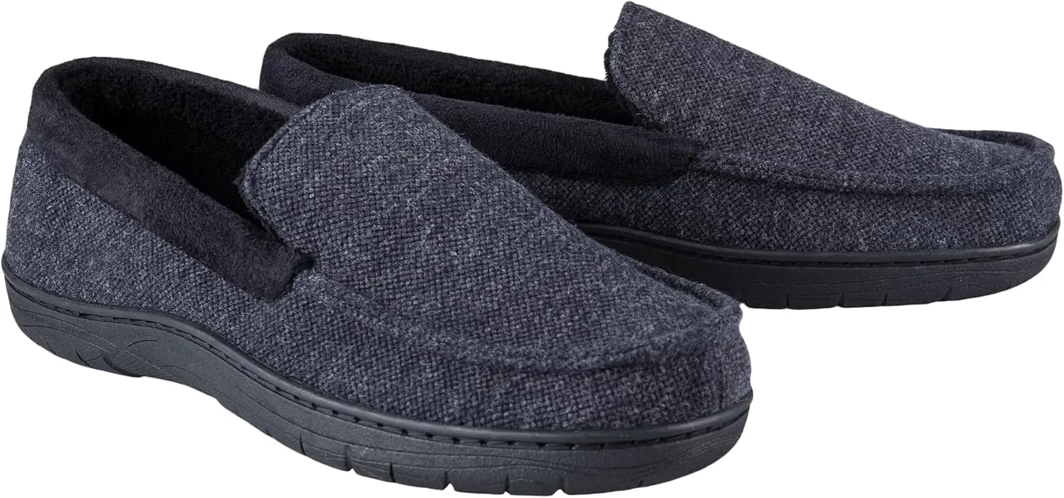 Haggar Men's Closed-Back Memory Foam Venetian Slipper House Shoe-Indoor/Outdoor Sole
