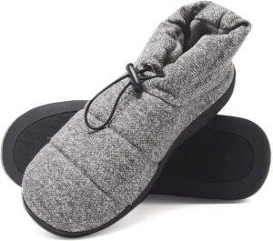 Hanes Men’s Quilted Puffer Bootie Slipper with Adjustable Toggle Indoor/Outdoor