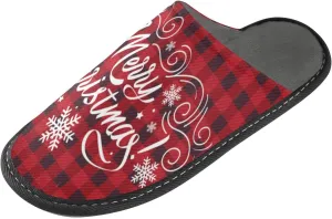 Happy Christmas New Year Spa Slippers Holiday Snowflakes Indoor House Fuzzy Slippers Soft Memory Foam Non-Slip Home Slipper Winter Shoes For Bedroom Hotel Travel 10.5-11