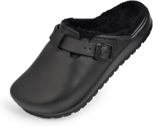 Harssidanzar Womens Lined Clogs Winter Fleece Breathable Walking Garden Shoes Warm Non-Slip Mule Footwear HL206US