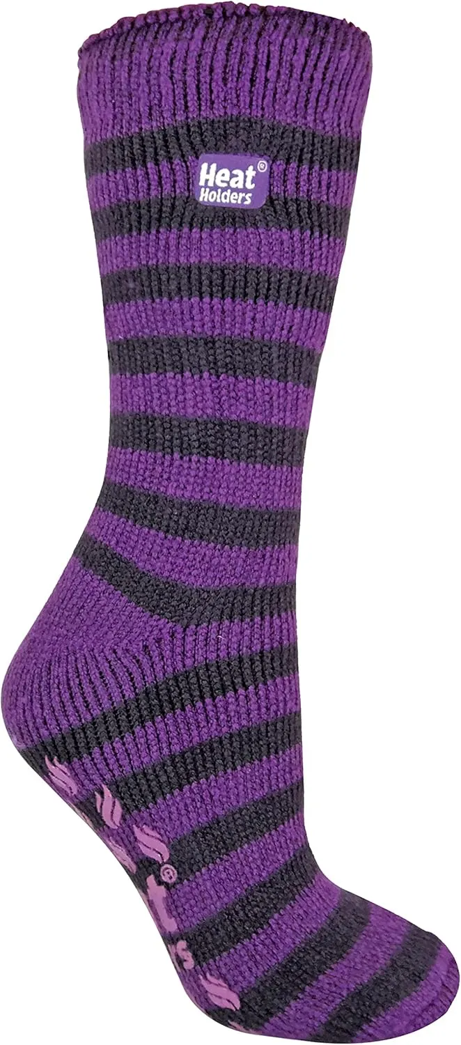 HEAT HOLDERS - Womens Thick Non Skid/Slip Thermal Slipper Socks with Grippers