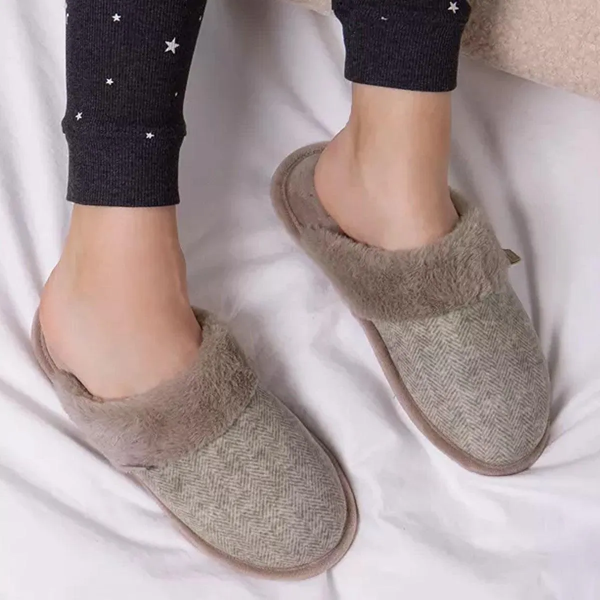 Herringbone Velour Mule