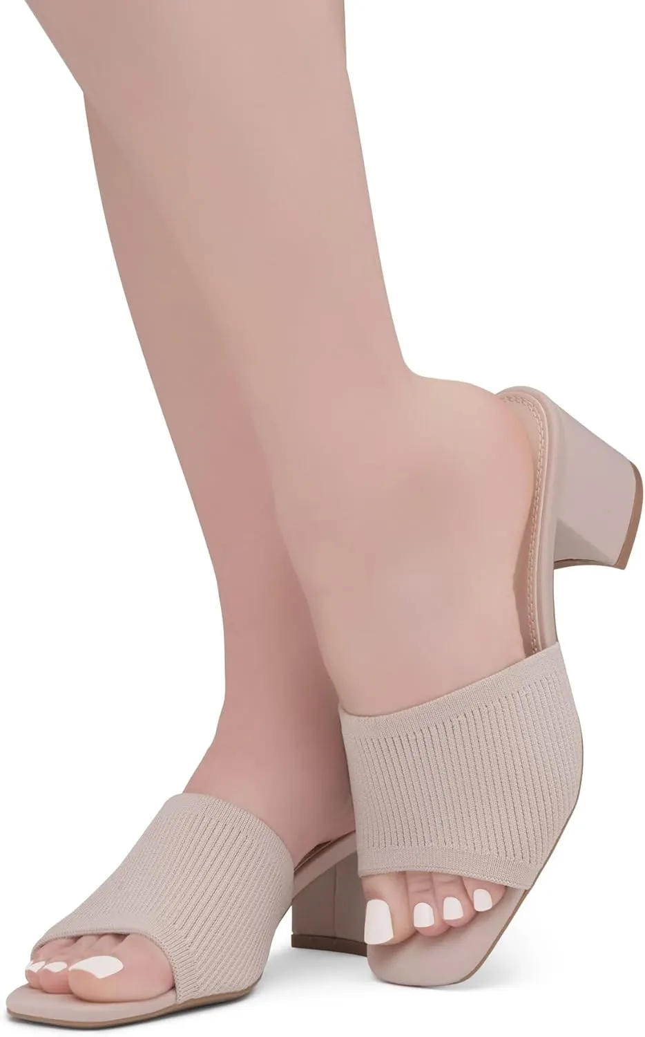 Herstyle Women's Low Block Heels 2025 – Slip-On Mules, Square Toe Comfortable Chunky Short Heeled Dress Sandals & Pumps for Wedding, Office & Everyday Wear