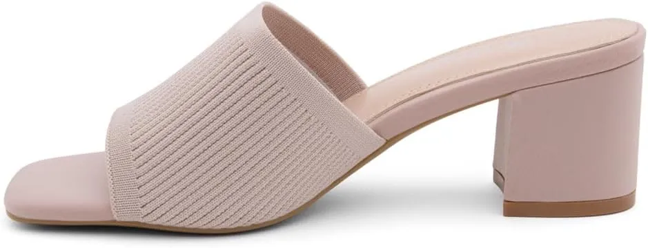 Herstyle Women's Low Block Heels 2025 – Slip-On Mules, Square Toe Comfortable Chunky Short Heeled Dress Sandals & Pumps for Wedding, Office & Everyday Wear